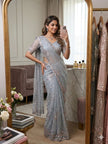 Party Wear Sequins Embroidered Net Saree.
