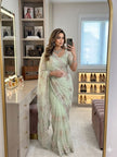 Party Wear Sequins Embroidered Net Saree.