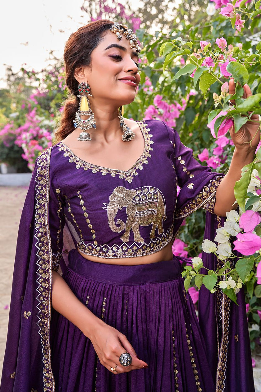 Royal Elephant Embroidered Lehenga Choli Collection.