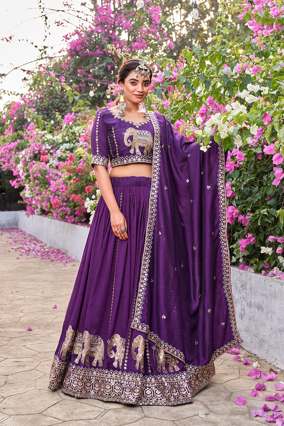 Royal Elephant Embroidered Lehenga Choli Collection.