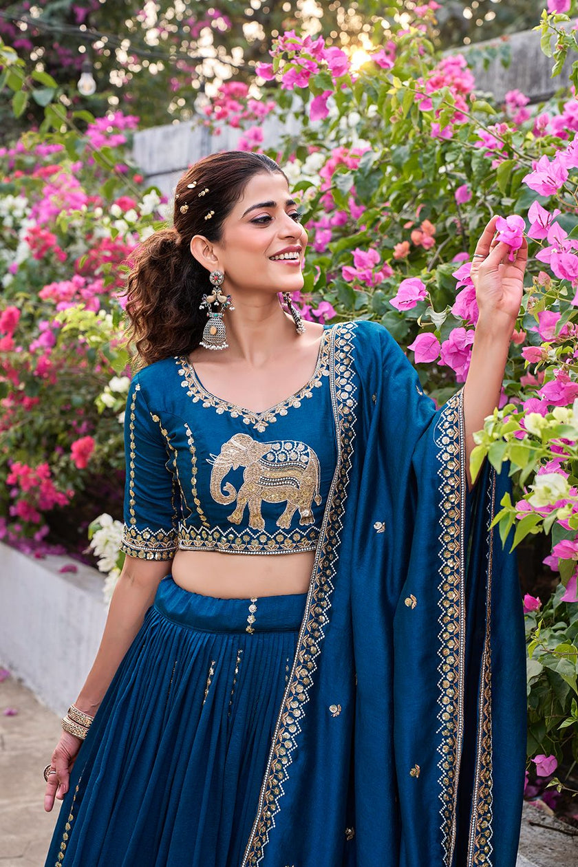 Royal Elephant Embroidered Lehenga Choli Collection.