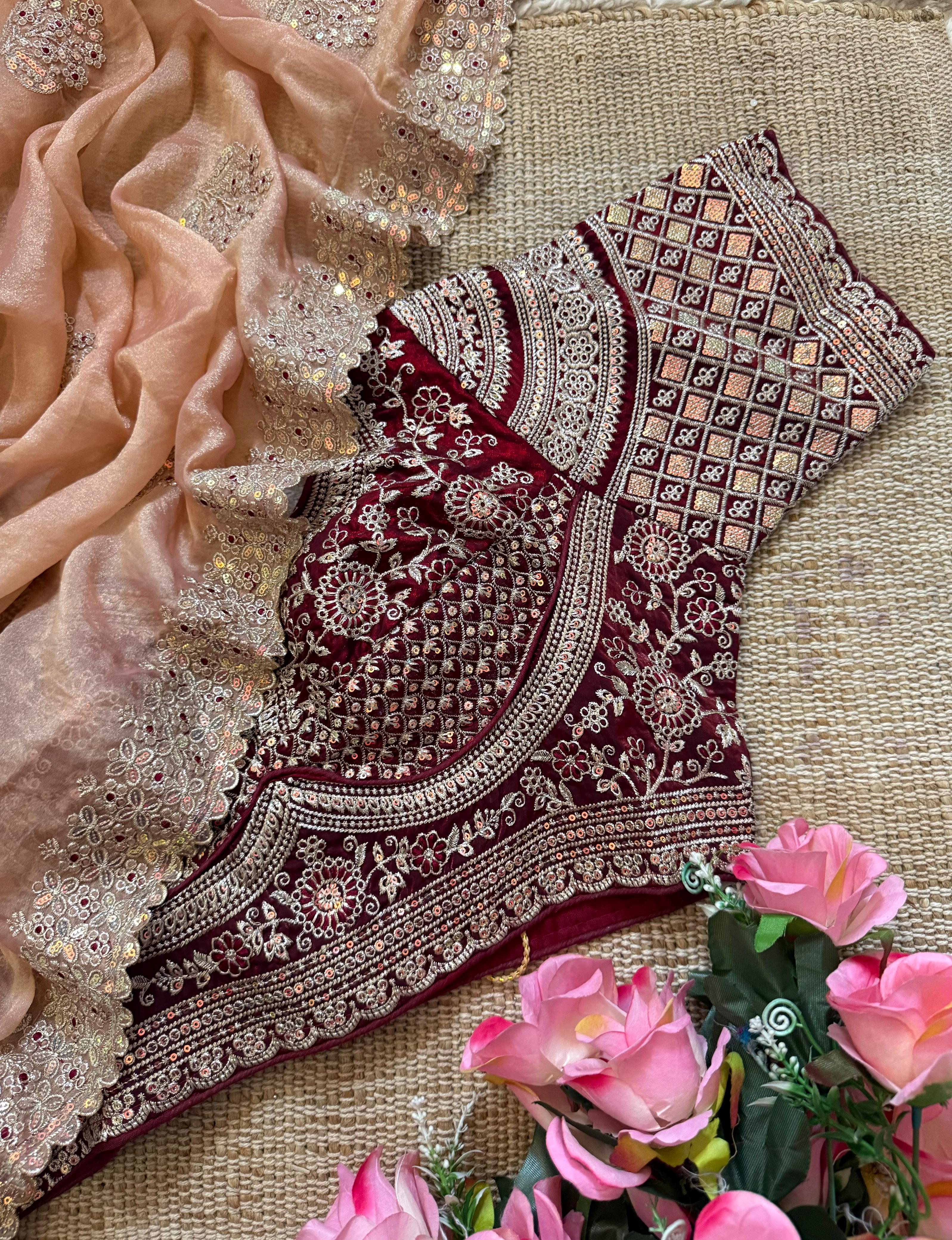 Luxury Embroidered Chiffon Saree with Designer Borde