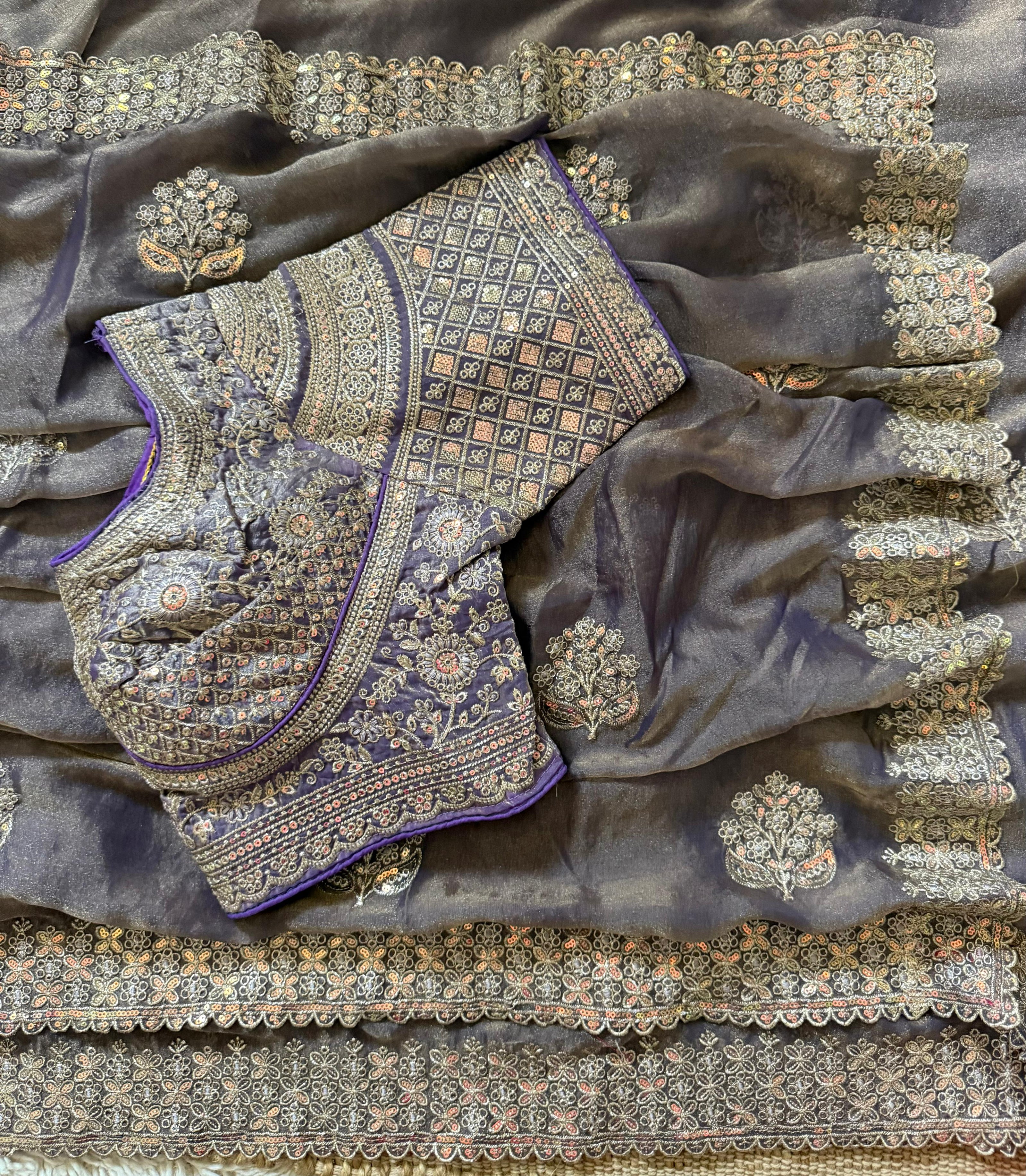 Luxury Embroidered Chiffon Saree with Designer Borde