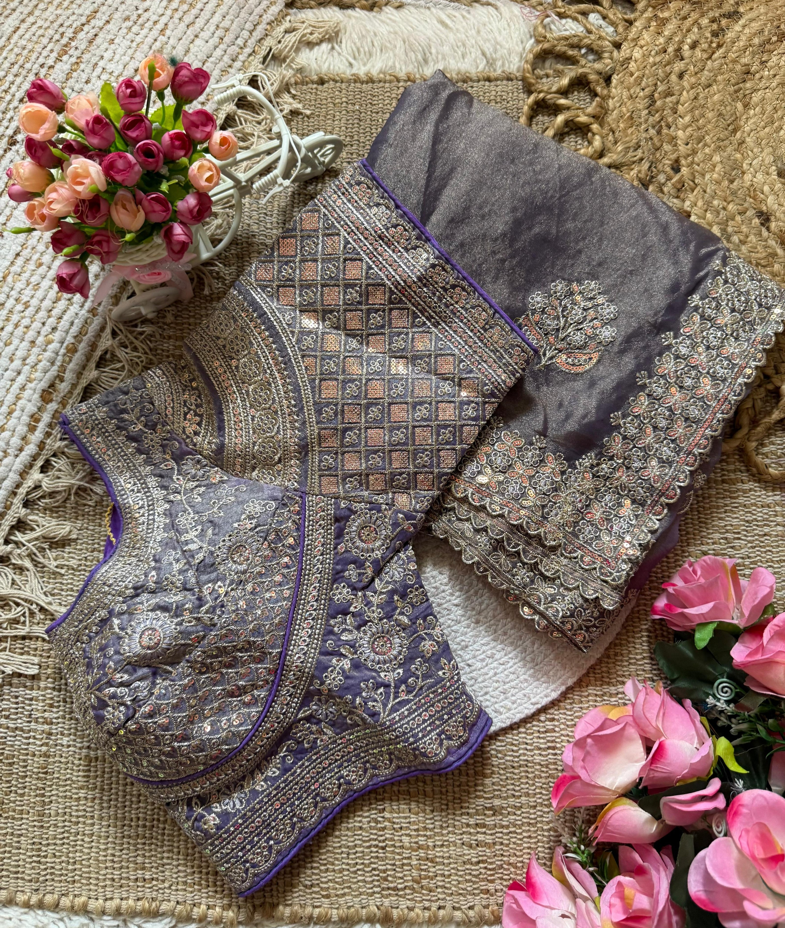 Luxury Embroidered Chiffon Saree with Designer Borde