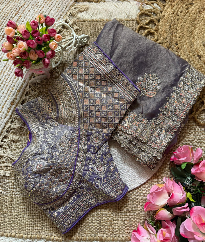 Luxury Embroidered Chiffon Saree with Designer Borde