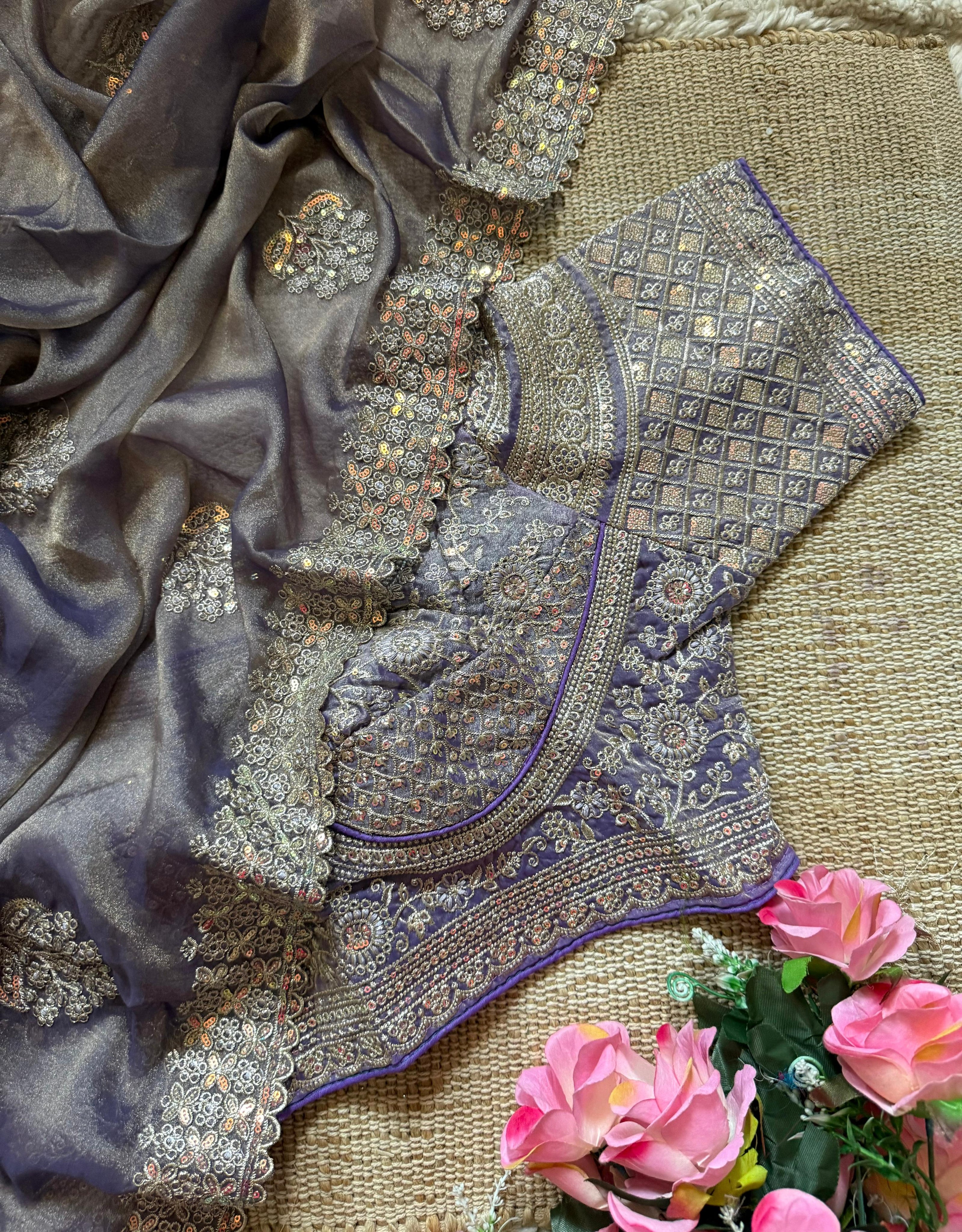 Luxury Embroidered Chiffon Saree with Designer Borde