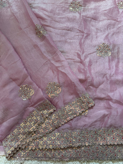 Luxury Embroidered Chiffon Saree with Designer Borde