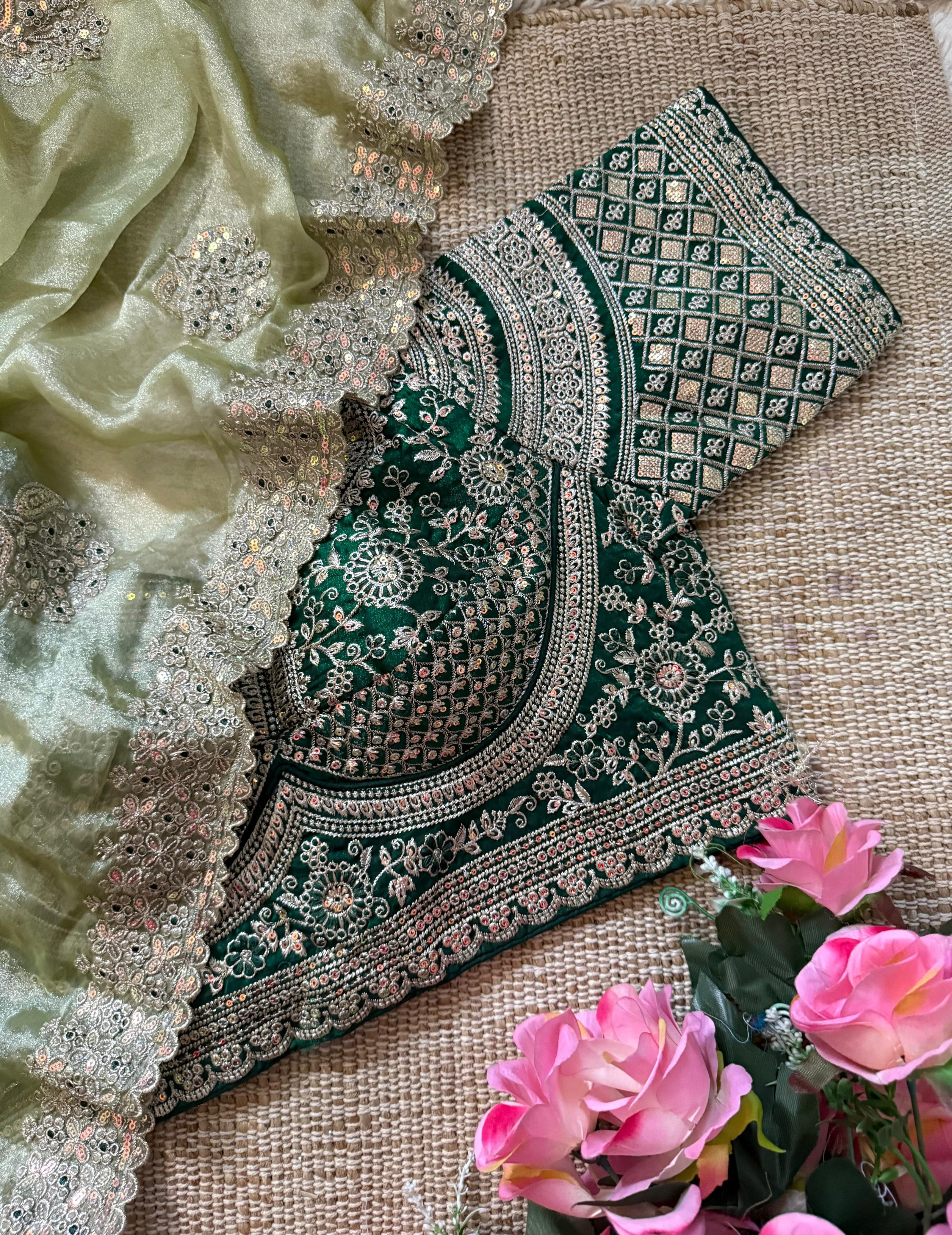 Luxury Embroidered Chiffon Saree with Designer Borde