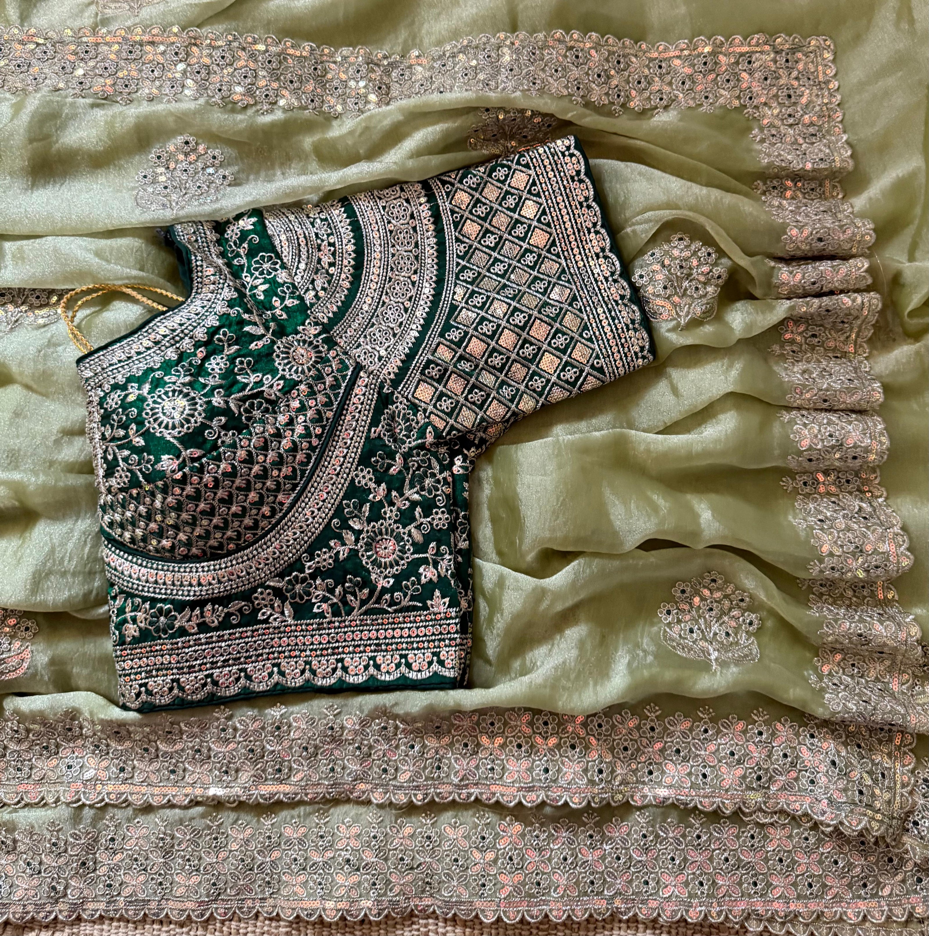Luxury Embroidered Chiffon Saree with Designer Borde