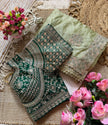 Luxury Embroidered Chiffon Saree with Designer Borde