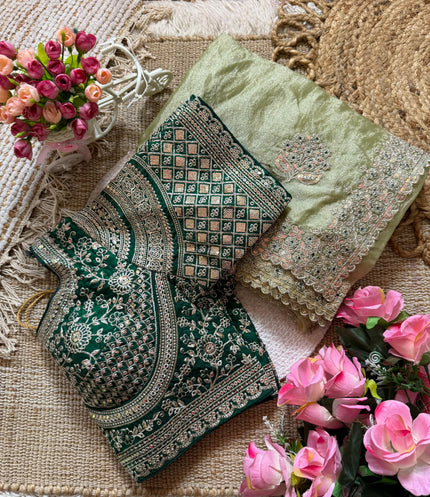 Luxury Embroidered Chiffon Saree with Designer Borde