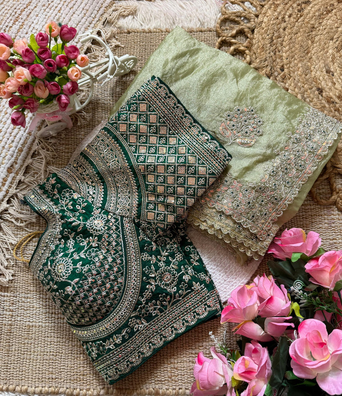 Luxury Embroidered Chiffon Saree with Designer Borde