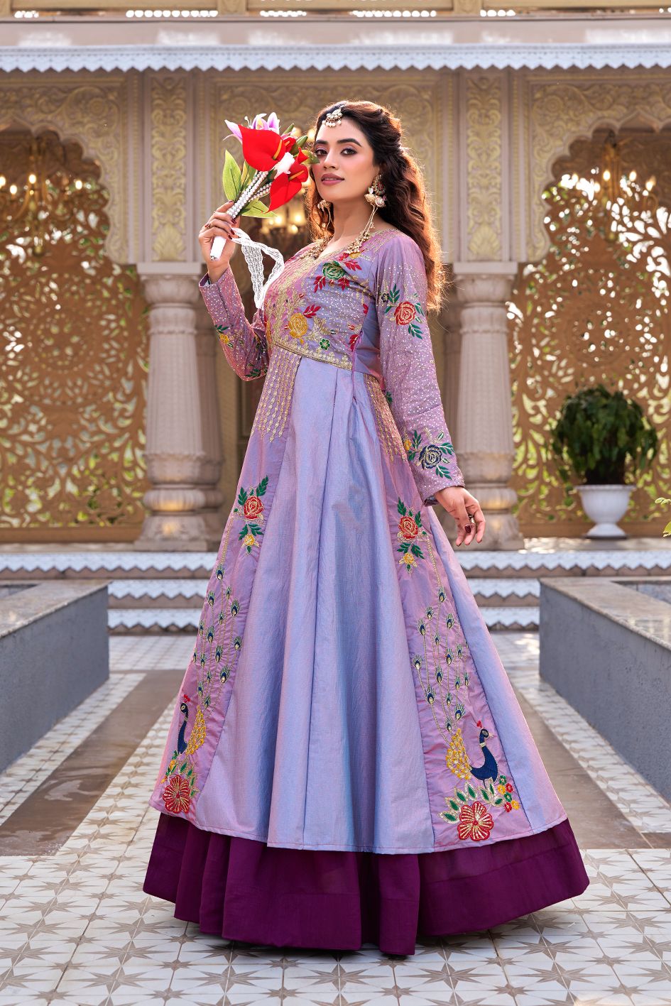 Pastel Peacock Embroidered Designer Kurti Collection.