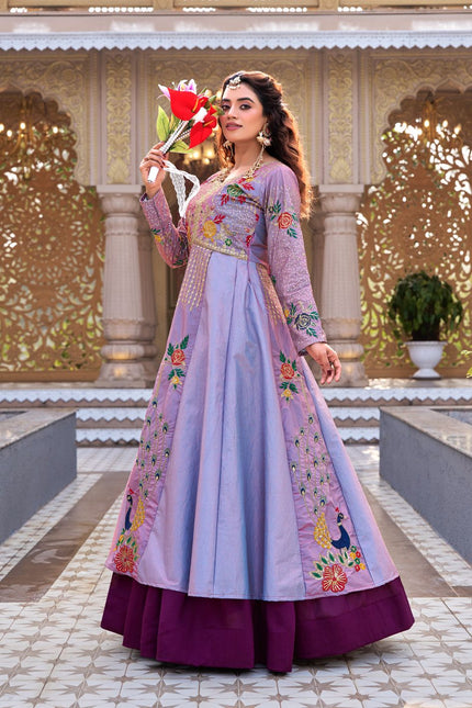 Pastel Peacock Embroidered Designer Kurti Collection.