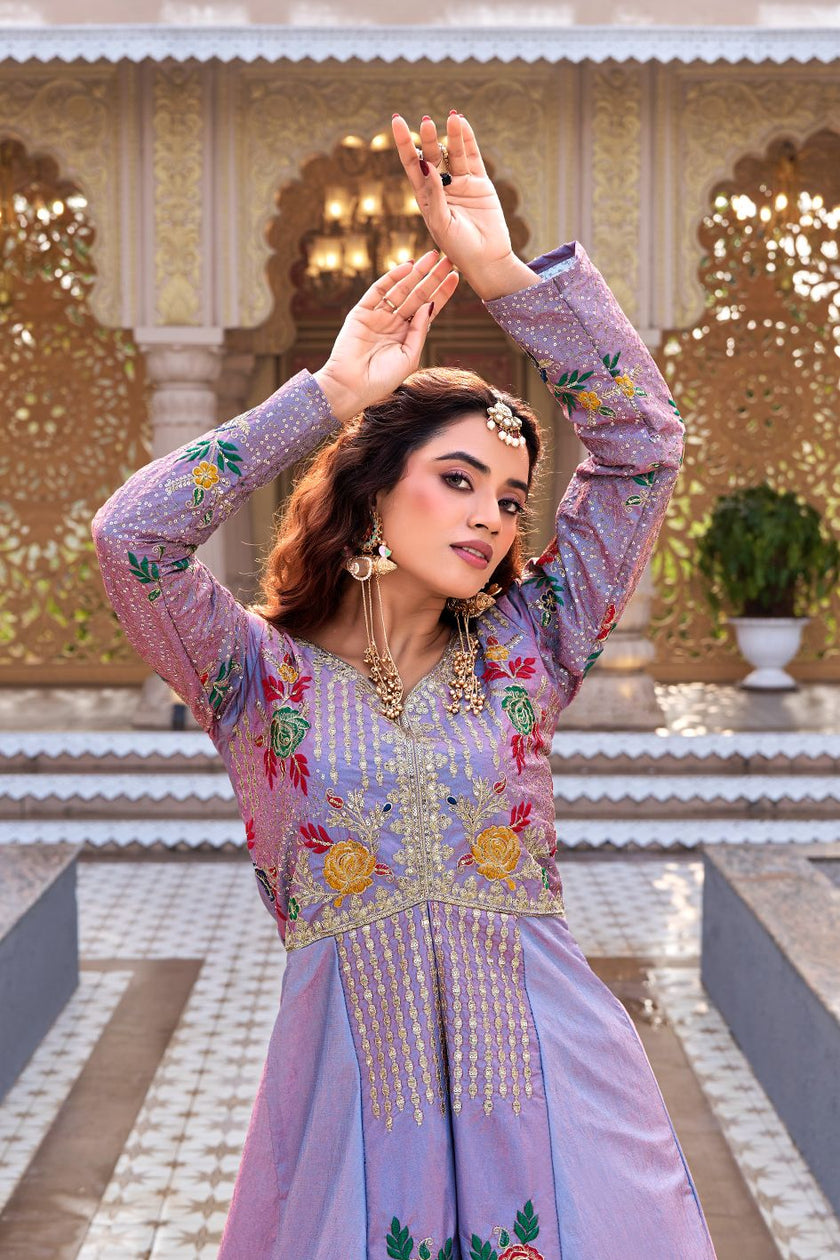 Pastel Peacock Embroidered Designer Kurti Collection.