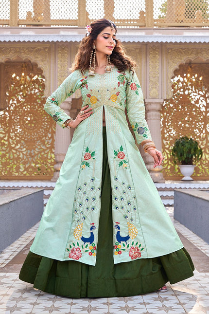 Pastel Peacock Embroidered Designer Kurti Collection.