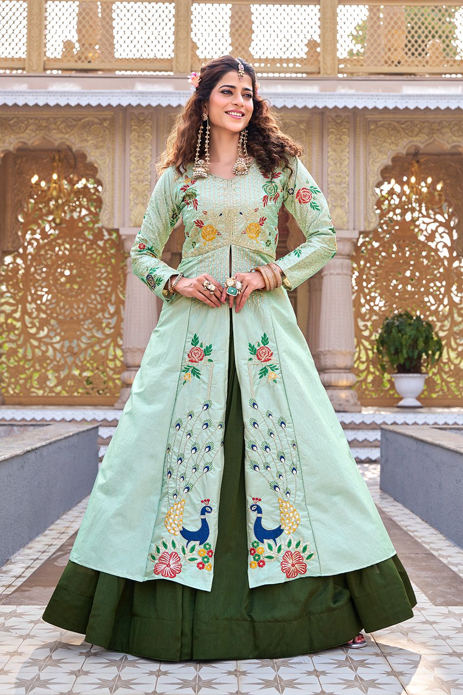 Pastel Peacock Embroidered Designer Kurti Collection.