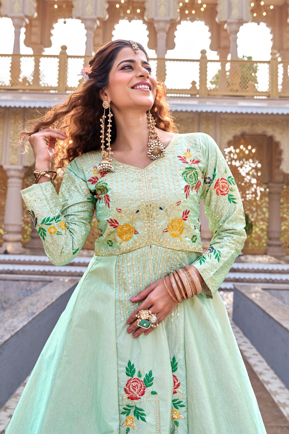 Pastel Peacock Embroidered Designer Kurti Collection.