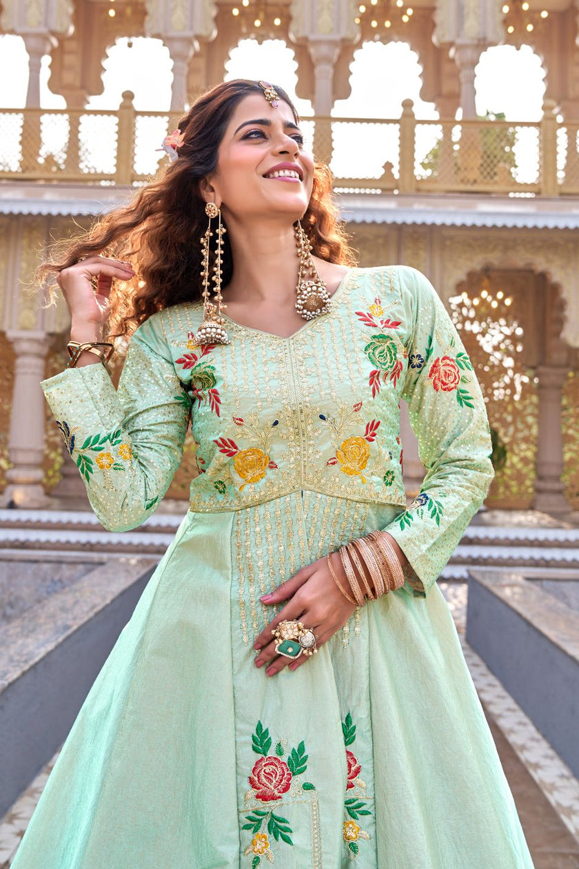 Pastel Peacock Embroidered Designer Kurti Collection.