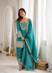 Premium Traditional Embroidered Patiala Suit Set with Elegant Dupatta for Women.