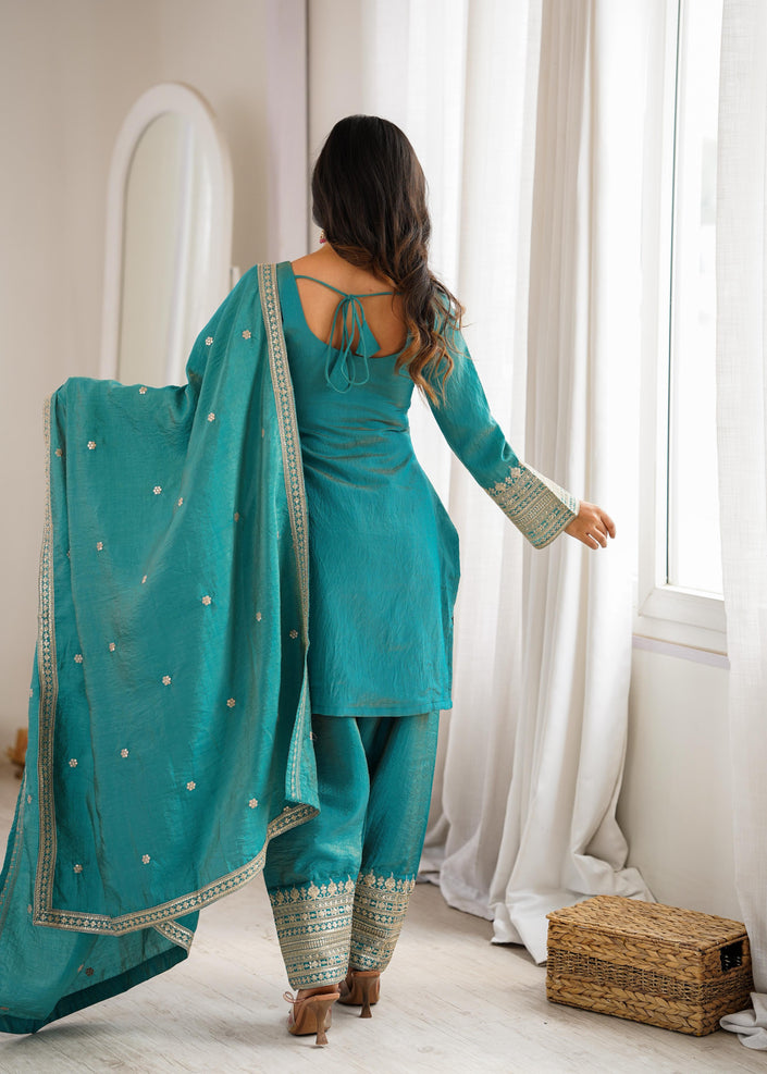 Premium Traditional Embroidered Patiala Suit Set with Elegant Dupatta for Women.