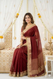 Premium Party Wear Chiffon Saree with Traditional Golden Woven Border.
