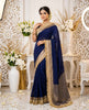 Premium Party Wear Chiffon Saree with Traditional Golden Woven Border.