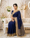 Premium Party Wear Chiffon Saree with Traditional Golden Woven Border.