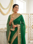 Premium Party Wear Chiffon Saree with Traditional Golden Woven Border.