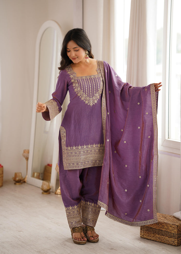 Premium Traditional Embroidered Patiala Suit Set with Elegant Dupatta for Women.
