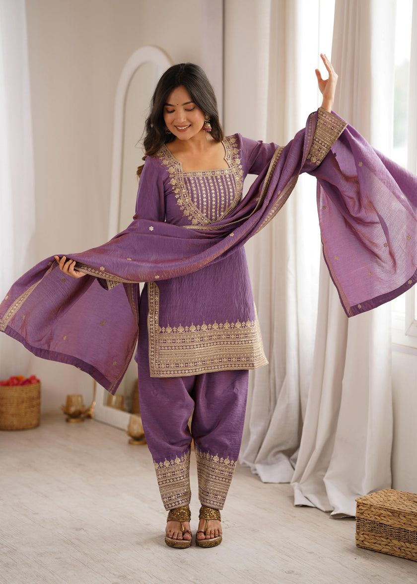 Premium Traditional Embroidered Patiala Suit Set with Elegant Dupatta for Women.