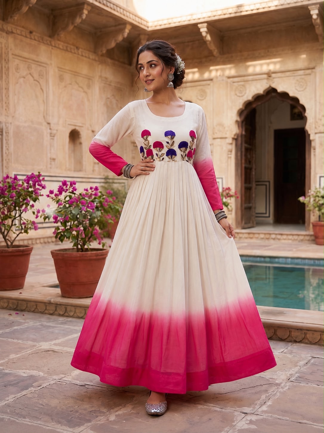 Women's Designer Embroidered Anarkali Gown.