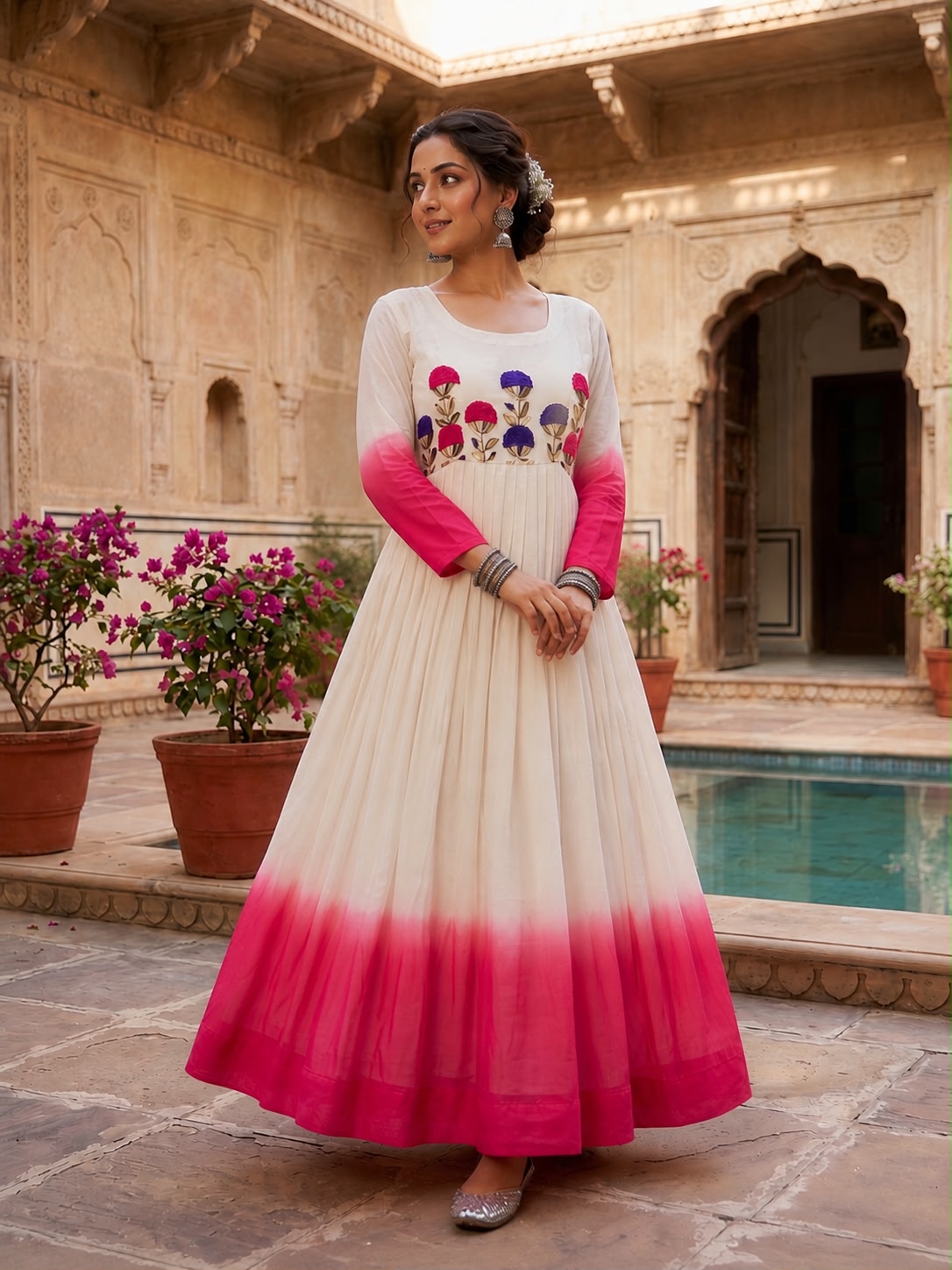 Women's Designer Embroidered Anarkali Gown.