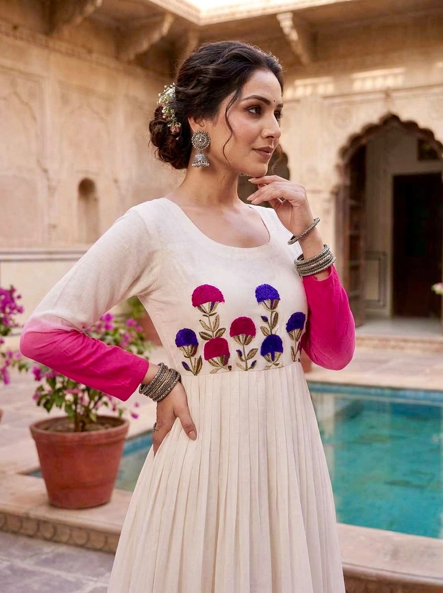 Women's Designer Embroidered Anarkali Gown.