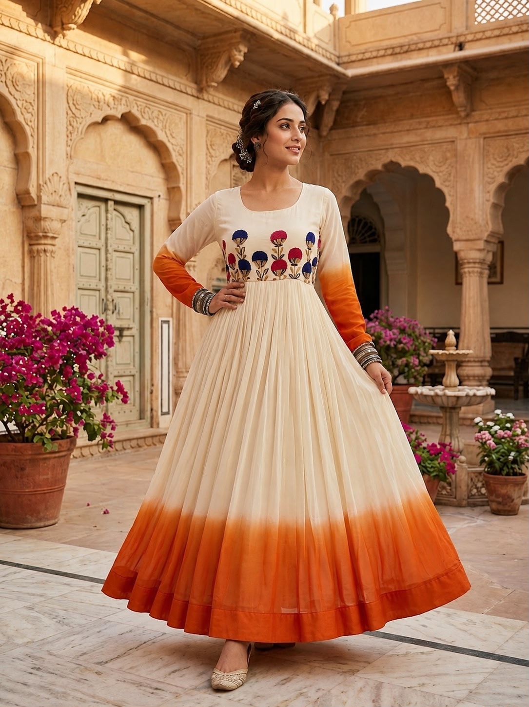 Women's Designer Embroidered Anarkali Gown.