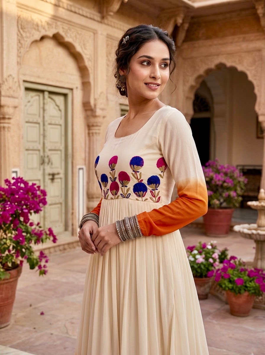Women's Designer Embroidered Anarkali Gown.