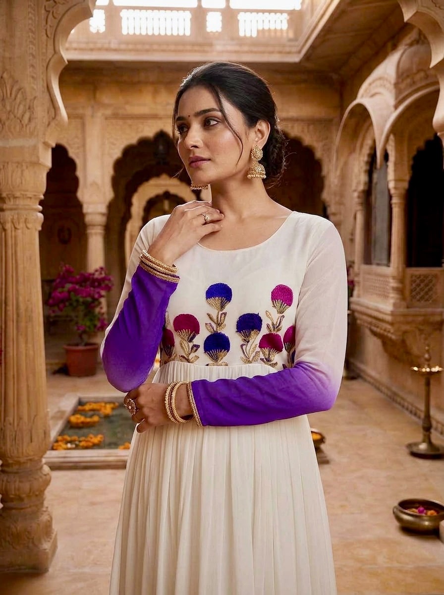 Women's Designer Embroidered Anarkali Gown.