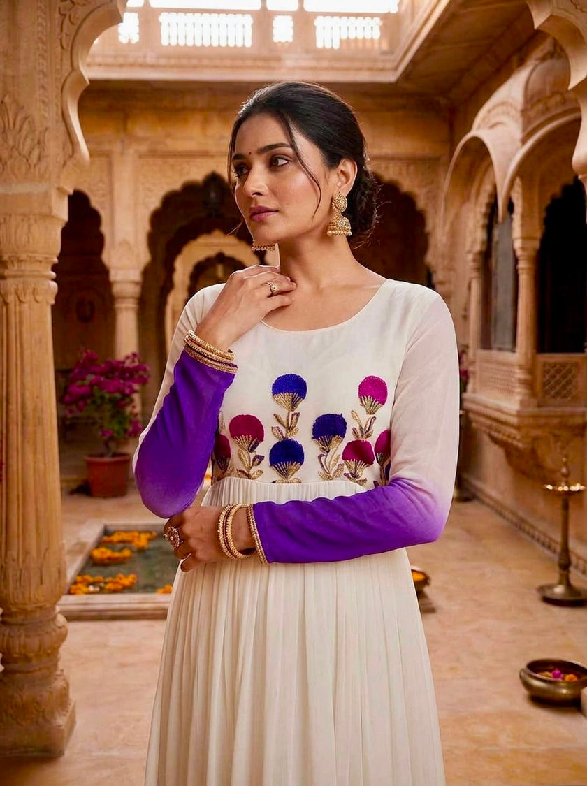 Women's Designer Embroidered Anarkali Gown.