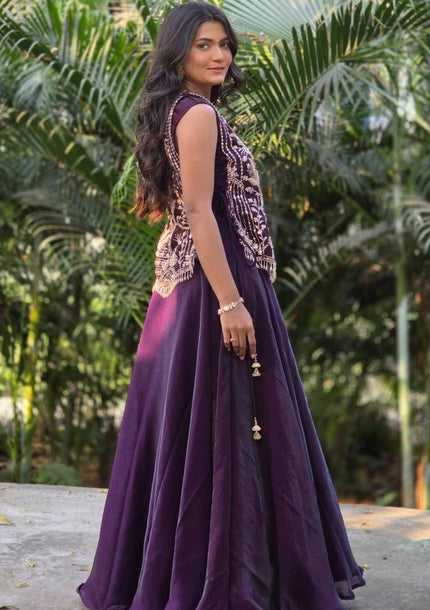 Luxury Embroidered Lehenga Choli for Women with Designer Crop Top.