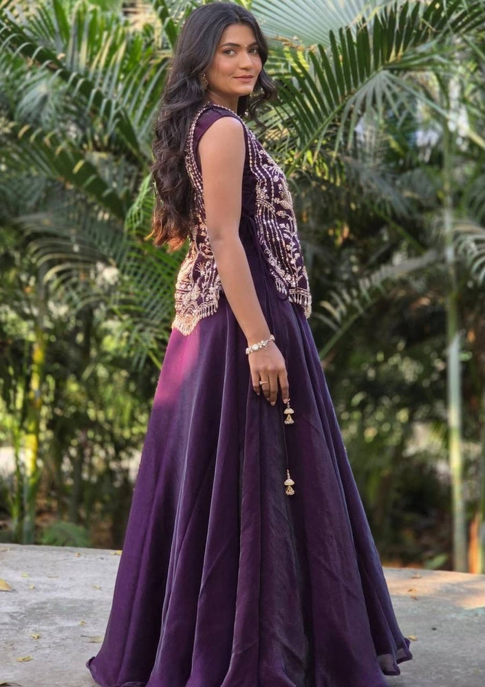 Luxury Embroidered Lehenga Choli for Women with Designer Crop Top.