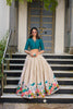 Premium Lotus Print Flared Lehenga with Designer Blouse.