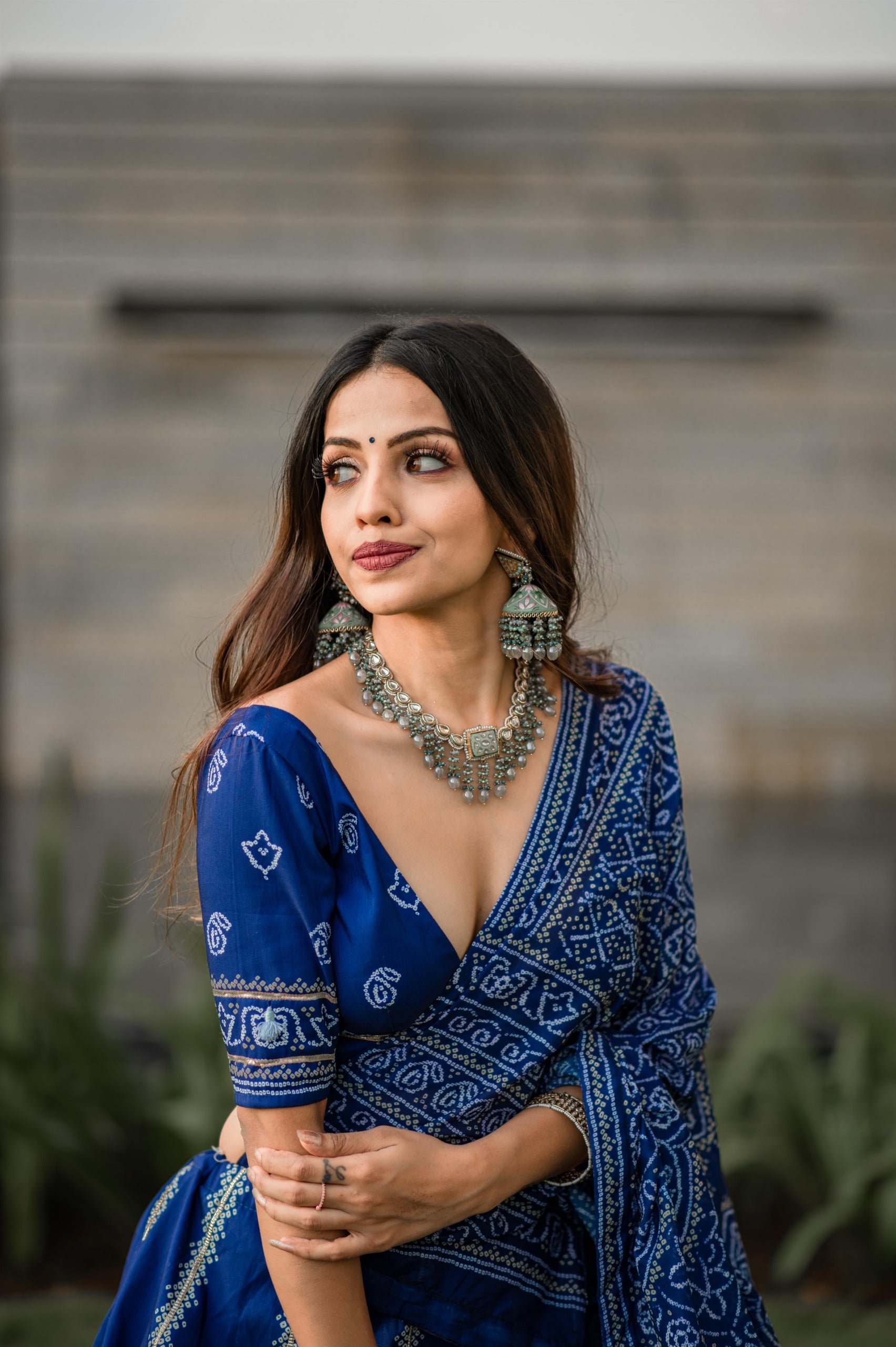 Royal Blue Bandhani Printed Lehenga Choli with Dupatta.