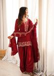Women's Premium Embroidered Kurta Palazzo Set with Dupatta .
