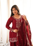 Women's Premium Embroidered Kurta Palazzo Set with Dupatta .