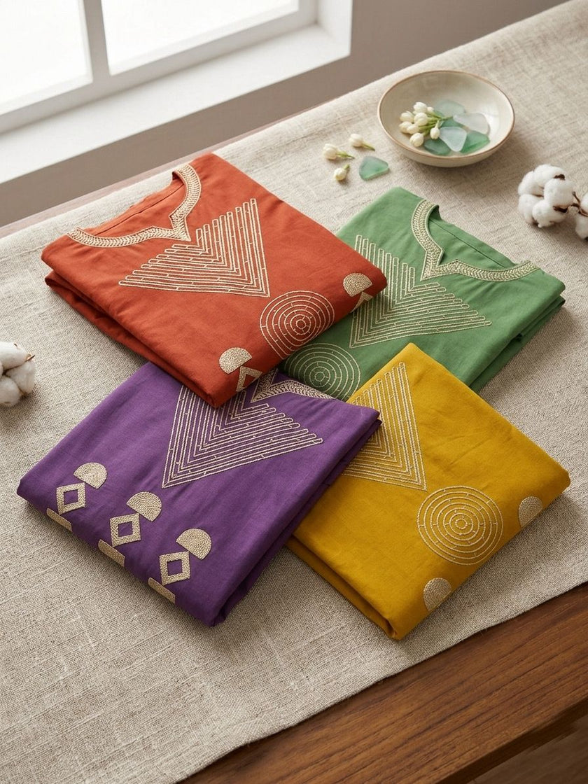 Premium Straight Kurta Palazzo Set with Geometric Pattern.