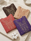 Stylish Embroidered Straight Kurta with Palazzo Pants.