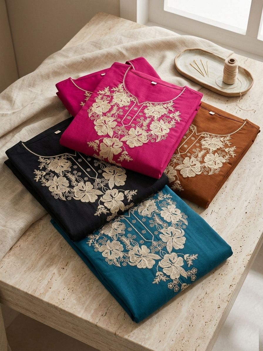 Premium Floral Embroidery Kurta Palazzo Set for Women.