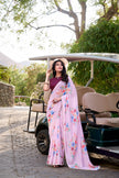 Women's Floral Print Georgette Saree with Unstitched Blouse Piece.