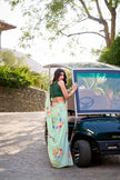 Women's Floral Print Georgette Saree with Unstitched Blouse Piece.