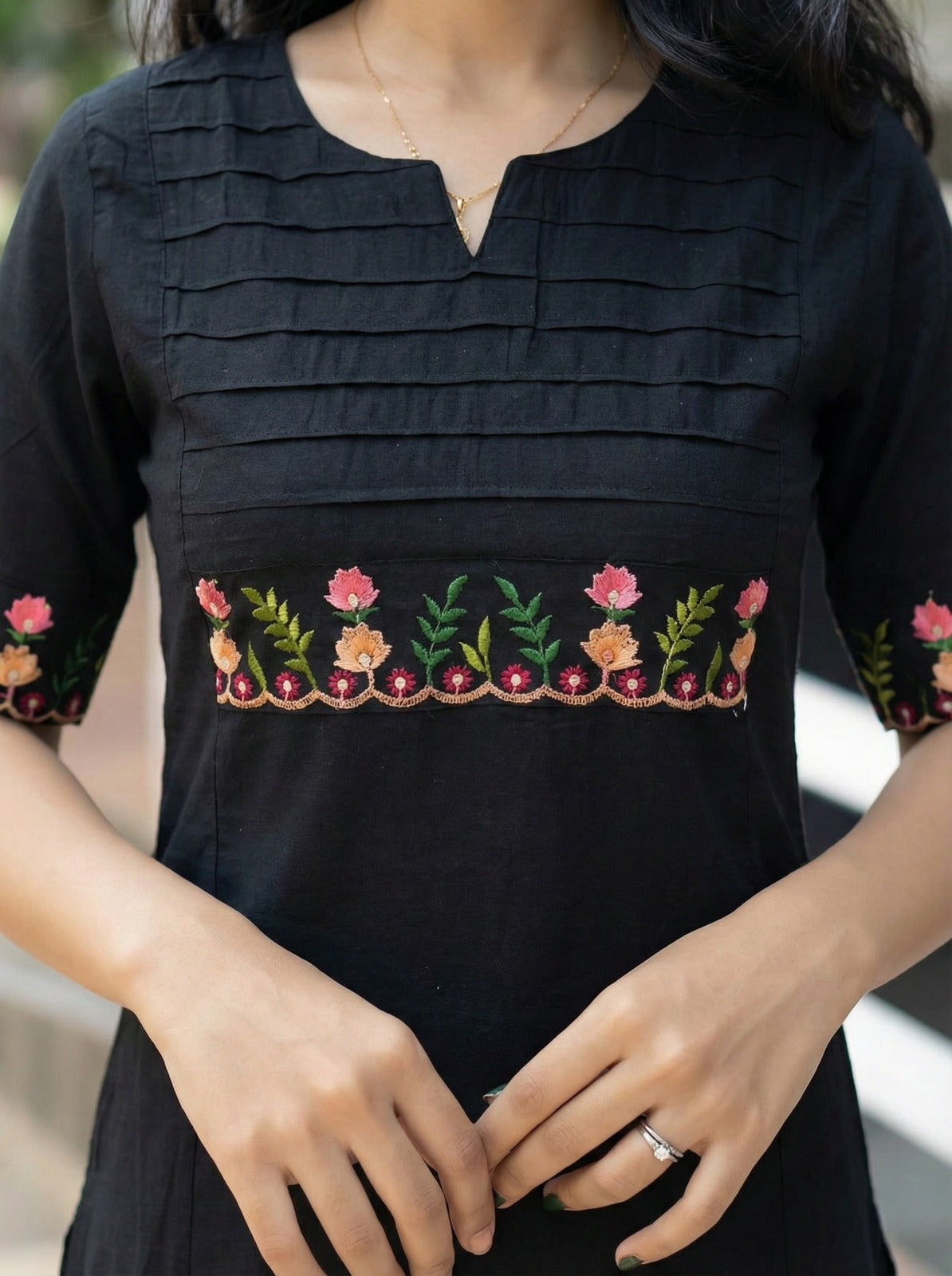 Elegant Embroidered Straight Kurta for Women with Floral Thread Work.